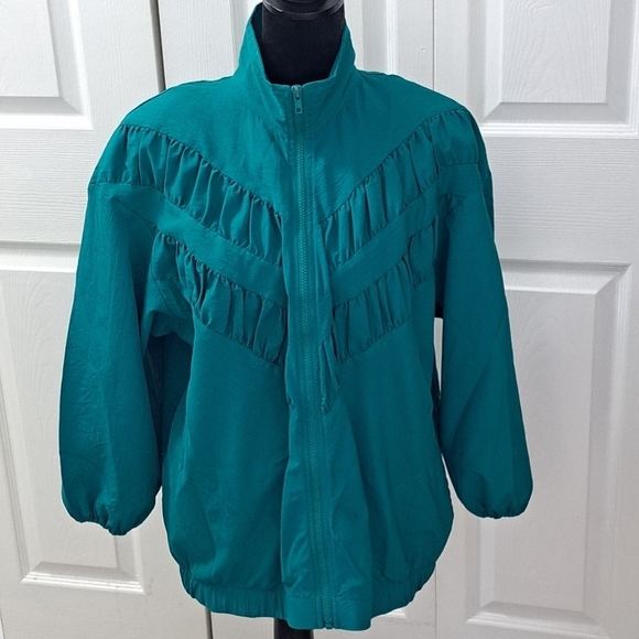 Vintage Teddi Sport 80's Sea Foam Green Track Jacket - Picture 1 of 9